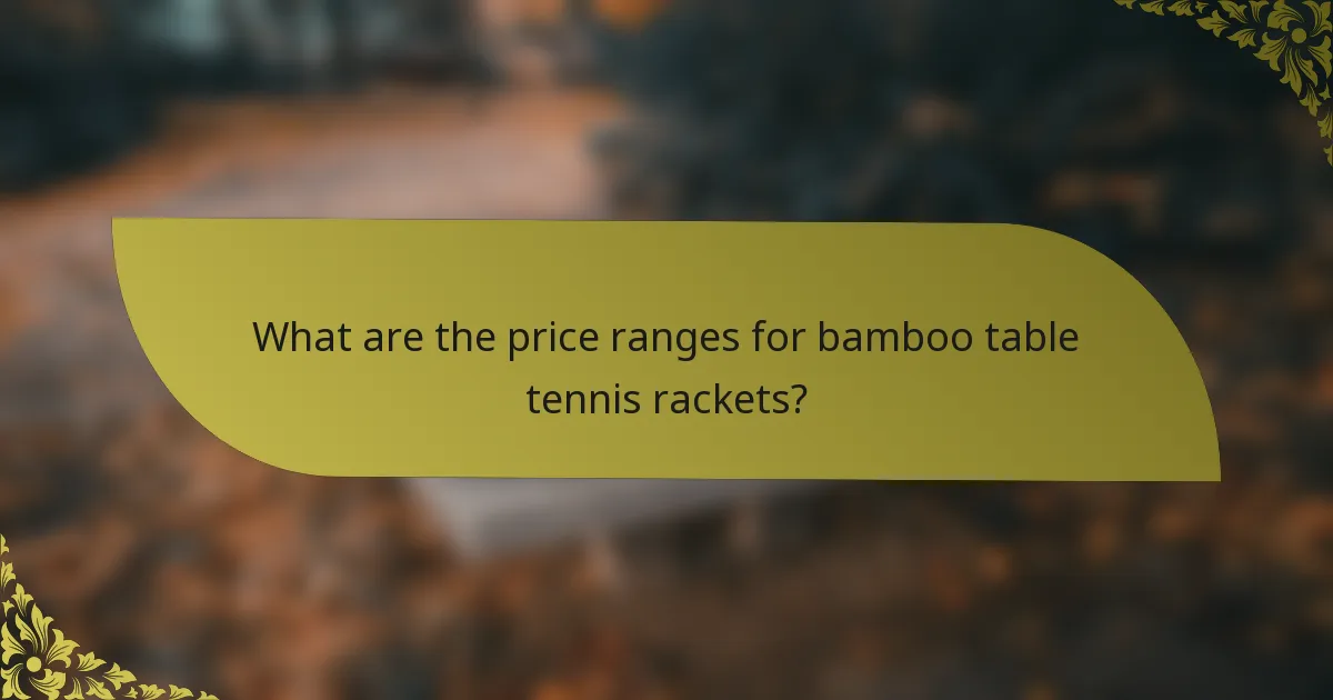 What are the price ranges for bamboo table tennis rackets?