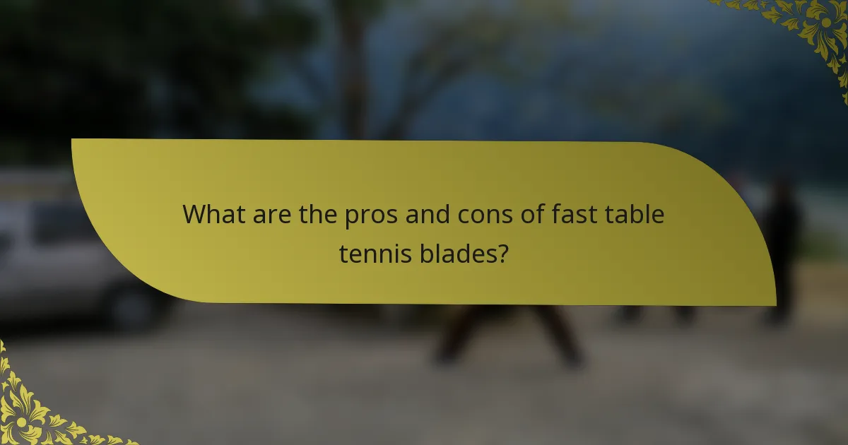 What are the pros and cons of fast table tennis blades?