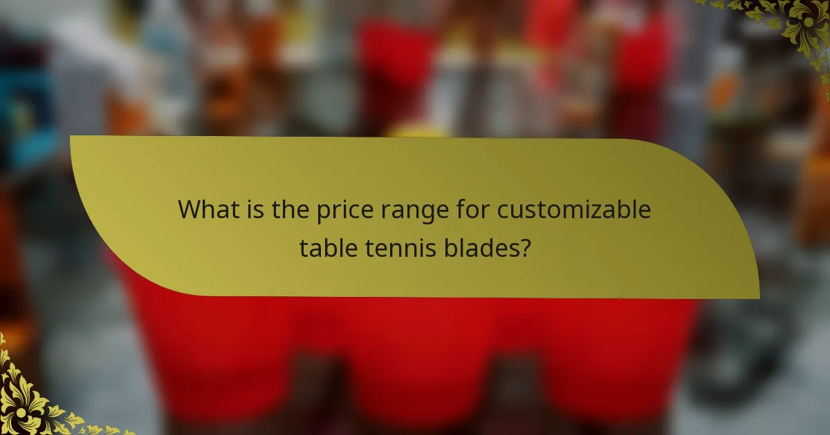 What is the price range for customizable table tennis blades?