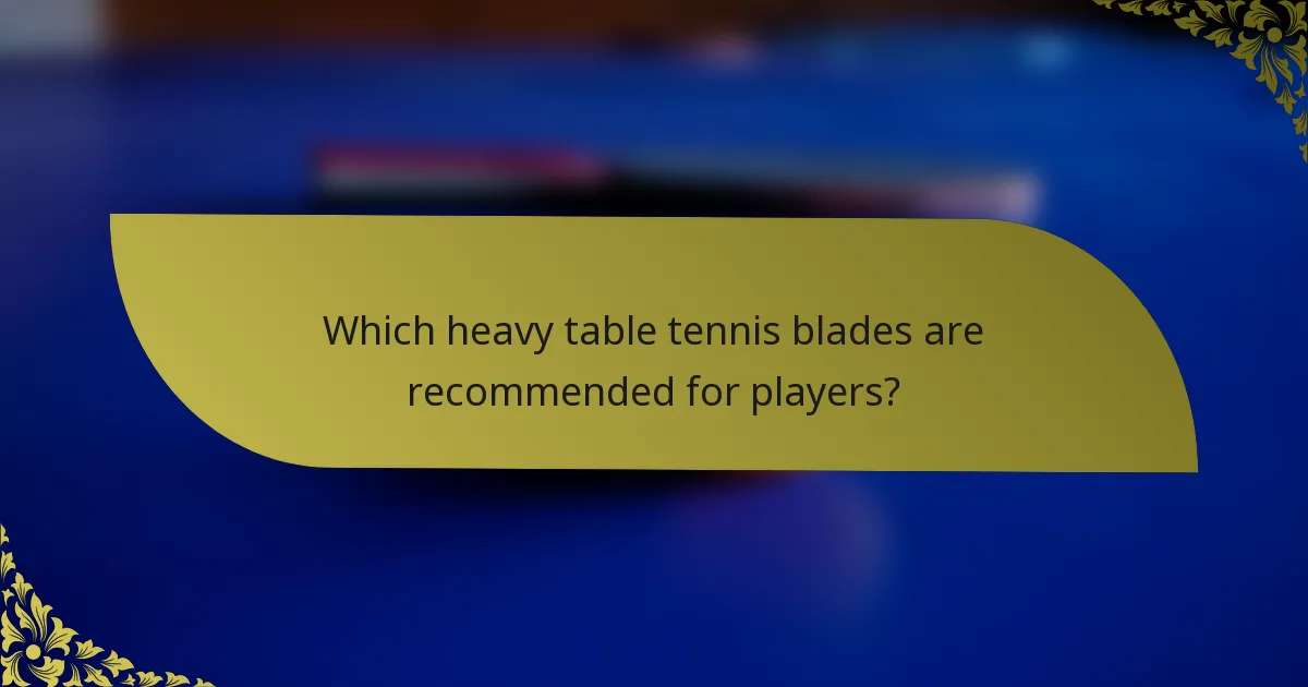 Which heavy table tennis blades are recommended for players?
